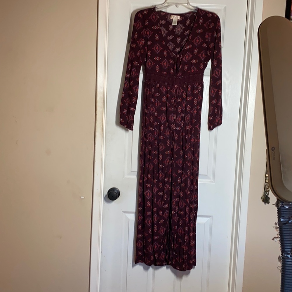 Soft breathable button front fall maxi dress
